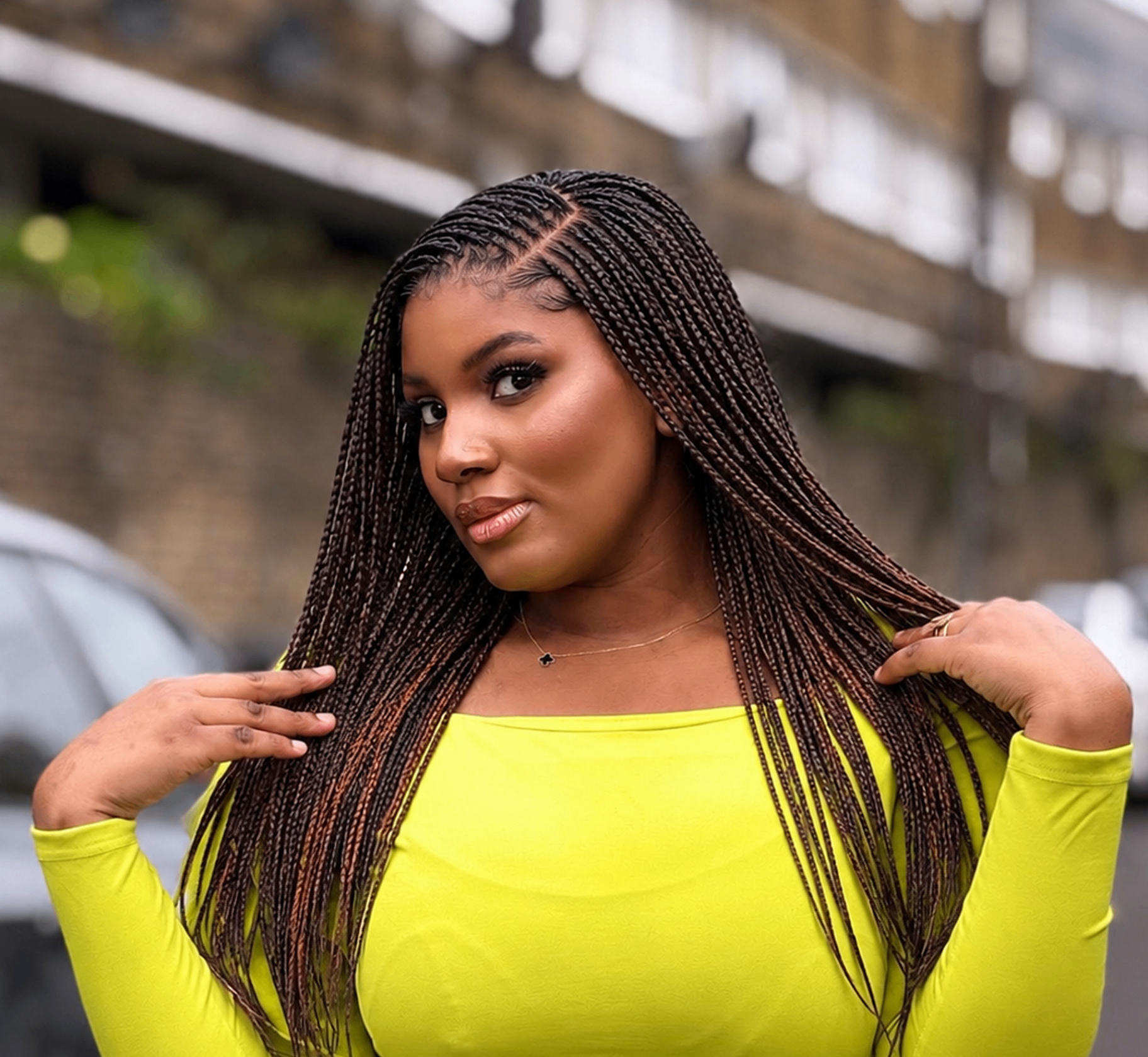 Woman with NNO hair extensions